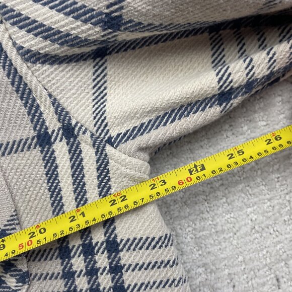 DJAB Simons Button Up Heavy Camp Overshirt Men Sz L Off-White / Blue Plaid Y2K - Picture 7 of 13